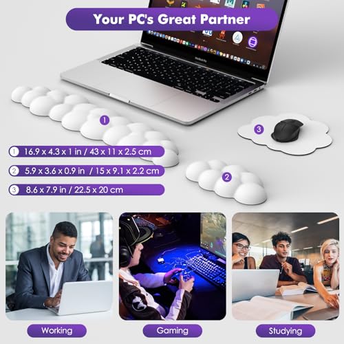 MoKo Cloud Wrist Rest for Keyboard and Mouse with Mouse Pad, White | Ergonomic Cloud Arm Keyboard Wrist Rest with Mouse Rest Wrist Pad, Upgraded PU Leather, For Office, Gaming, Computer, Laptop - color: White