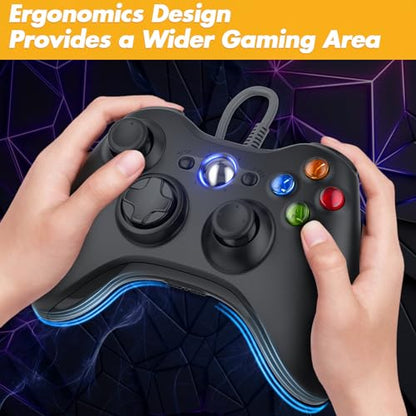 Nonbliep Wired for Xbox Controller Compatible with Wired Controller for Xbox 360 and PC with Dual Vibration/2.5mm Audio Jack Black - color: Black