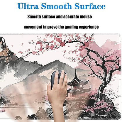 Watercolor Cherry Blossom Large Gaming Mouse Pad,Mouse Pad Gaming 31.5 x 11.8 in Mouse Mat Desk Pad,Large Desk Mat,Extended Keyboard Mousepad with Non-Slip Base and Stitched Edge for Desk Home Office - color: Cherry Blossom