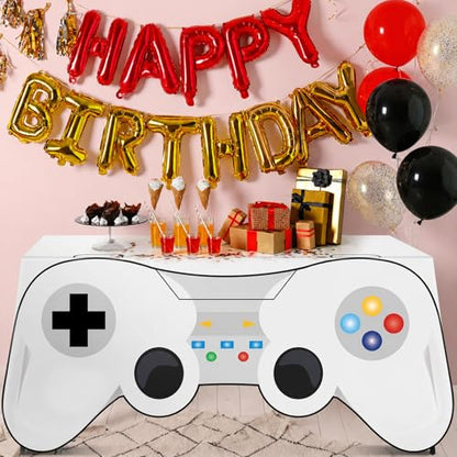 6 Ft Video Game Tablecloth Game Controller Shaped Table Cover Birthday Party Decoration Washable Polyester Fabric Gaming Table Covers Protector for Gamer Player Birthday Party Decor Supplies
