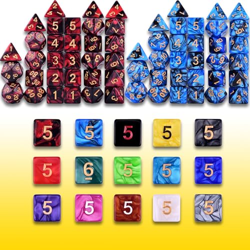 Extended Dice RPG Set | 15 x 31 Polyhedral Dice (465 Piece) for DND5E Tabletop Adventure Games (15 Colors) - color: 15 Colors