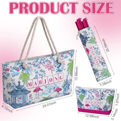 Ceenna American Mahjong Set Complete 160 Pcs Tile/Pushers/Carrying Bag/dice/Chips, 1.2 Inch Rose Pink Back Melamine Mahjong Tiles, Hand Carved Pattern for Adult Mah Jong, Beginners - style: Vitality