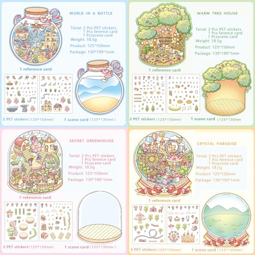 DIY 3D Sticker Scene,8 Sets Pack(500+),Reusable Sticker Book | Cute Sets for Free Combination, Cute Waterproof for Anywhere, Crafts Party Favors Birthday Gift - style: L 3-in-1 8P