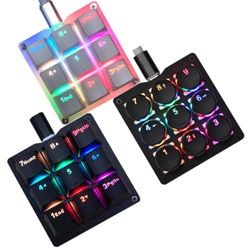 Macro Keyboard Mechanical Numpad One Handed Gaming 24 Macro Programmable Setting Keypad 9-Keys Number Pad Keyboard Electric Contest Game RGB Backlit Gaming Keyboard for Red Switch White Keycaps - style: Red Switch/RGB/White