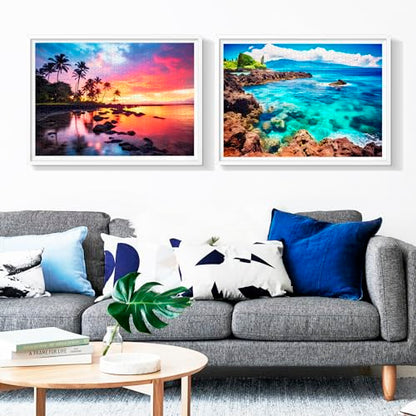 2 Pack 1000 Piece Puzzles for Adults - Beach, Coconut Tree, Reef Landscape Jigsaw Puzzles - 2000 Pieces Total - color: Beach Coconuttree Reef