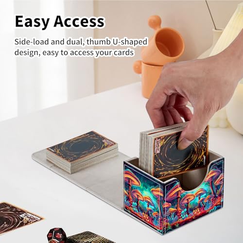 Stylish MTG Deck Box for 110+ Cards, Magnetic Commander Deck Case with Bonus Game Card Pouch, Durable Storage for TCG and Sleeved Magic Cards, Mushrooms - color: Mushrooms
