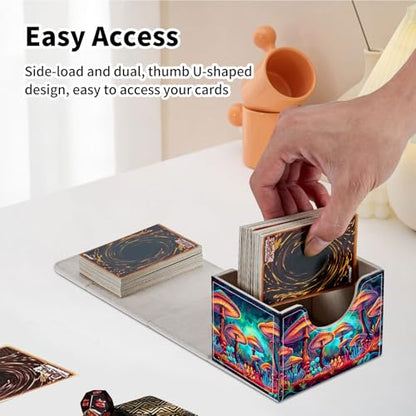 Stylish MTG Deck Box for 110+ Cards, Magnetic Commander Deck Case with Bonus Game Card Pouch, Durable Storage for TCG and Sleeved Magic Cards, Mushrooms - color: Mushrooms