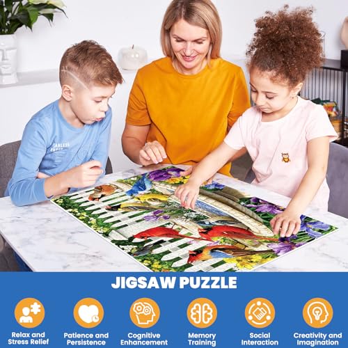 500 Pieces Puzzle for Adults,Birds Bath Flower Fence Puzzle,Recycled Cardboard Animals Jigsaw Puzzle 500 Pieces,Challenging Game Home Decor Birthday Party Gift Toy for Adults Seniors 20.5 * 15 in - style: Bath Birds