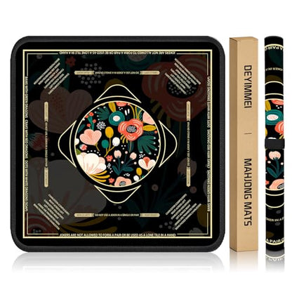 Deyimmei Mahjong Mat for Table - Non-Slip Mahjong Table Cover with Storage Pockets, Perfect Mahjong Accessories & Gifts for Women, Men, and Mahjong Enthusiasts (Midnight Bloom) - style: Midnight Bloom