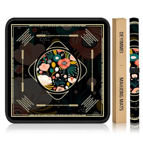 Deyimmei Mahjong Mat for Table - Non-Slip Mahjong Table Cover with Storage Pockets, Perfect Mahjong Accessories & Gifts for Women, Men, and Mahjong Enthusiasts (Midnight Bloom) - style: Midnight Bloom