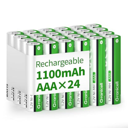 Granicell AAA Rechargeable Batteries 1100 mAh High Capacity 1300 Cycle,1.2V NiMH Low Self Discharge Triple AAA Battery,24 Pack - style: AAA-24
