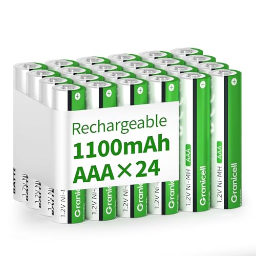 Granicell AAA Rechargeable Batteries 1100 mAh High Capacity 1300 Cycle,1.2V NiMH Low Self Discharge Triple AAA Battery,24 Pack - style: AAA-24
