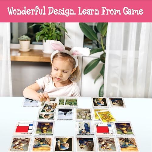 80 PCS Artwork Matching Game, 40 Famous Painting Memory Cards Bilingual Language Picture Match Game, Educational Learning Toys Enhance Memory & Matching Skills for Kids Ages 3 and Up - style: Artwork