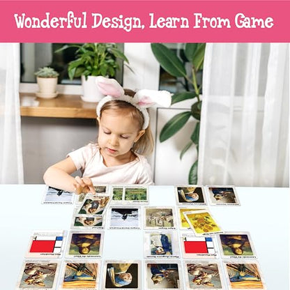 80 PCS Artwork Matching Game, 40 Famous Painting Memory Cards Bilingual Language Picture Match Game, Educational Learning Toys Enhance Memory & Matching Skills for Kids Ages 3 and Up - style: Artwork