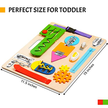 Montessori Busy Board for Toddlers, Wooden Sensory Toys, Preschool Learning Activities for Fine Motor Skills Travel Toy, Basic Life Skills Educational Gifts for 1 2 3 Years Old Kids Boys Girls | Preschool Learning Activities, Basic Life Skills, Fine Motor