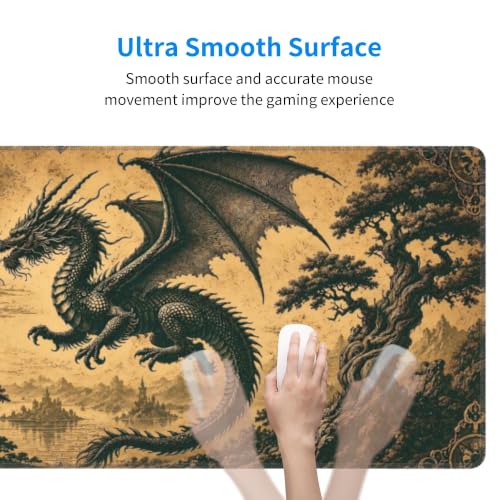 Dragon Mouse Pad XL Large Mousepad Non Slip Rubber Base Desk Mat for Laptop Computer Gaming 31.5" X 12" - color: Dragon