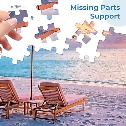 Puzzles for Adults 500 Pieces,Hawaiian Sunset Beach Puzzle for Adults,500 Pieces Tropical Ocean Sunrise Puzzles,Beach Chair Jigsaw Puzzle,Perfect for Game Night Giving Puzzle,20.5x15 in - style: beach