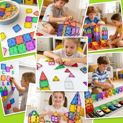 Coodoo Magnetic Tiles Kids Toys STEM Magnet Toy for Toddler Magnetic Blocks Building Preschool Learning Sensory Montessori Toys for 3+ Year Old Boys and Girls, Safe Creativity Toddler Kids Toy 40PCS