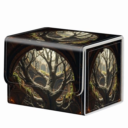 Strong Magnet for TCG MTG Commander Deck Box Playing Card Case Magic Deck Box Creative Pattern Trading Card Storage Box for Collectible Games, Mysterious Treehouse - color: Mysterious Treehouse