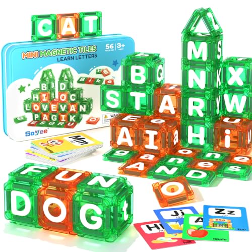 Magnetic Tiles Learn Letters Magnetic Building Blocks for Kids Ages 3-12 | Double-Sided Uppercase & Lowercase Magnetic Letter Preschool Learning Toys, Educational STEM Toys & Back to School Supplies - size: Magnetic Letters Set