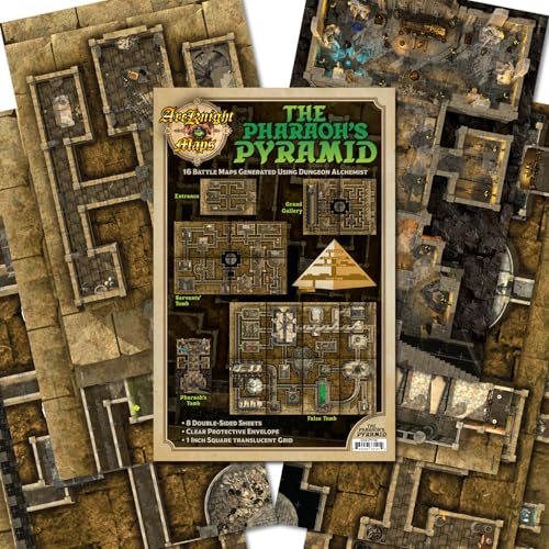 Arcknight The Pharaoh’s Pyramid map Pack - 16 Modular RPG Maps in 8 Double-Sided Pages, 1" Square Grid, Modular & Versatile Design for Tabletop Gaming - BattleMaps for Dungeons & Dragons & More - style: Pharaoh’s Pyramid