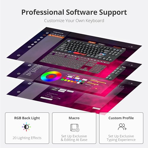 Owpkeenthy 75% Gasket Mounted Mechanical Gaming Keyboard Hot Swappable, Wired 87 Keys South-Facing RGB Keyboard with Quiet Linear White Switch Cherry Keycaps for Win mac (Black) - color: Black/White Switch