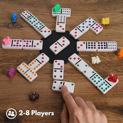 WE Games Mexican Train Dominoes, Double Twelve - Premium Ivory Tiles, Colorful Dots, Family and Adult Board Game