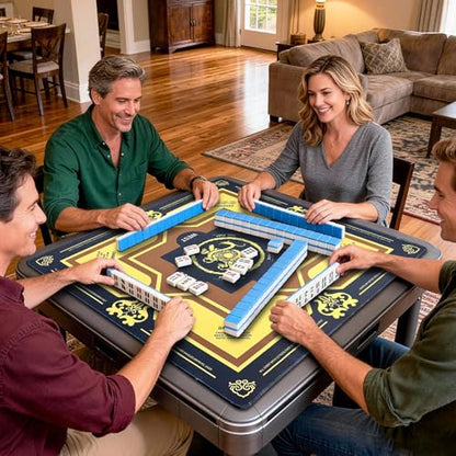 Mahjong Mat with Rules 31.5" x 31.5" Non-Slip Noise Reduction, American Mahjong Mat for Table with Bag, Waterproof Mah Jongg Mat for Poker, Playing Cards, Dominoes, Board & Tile Games - color: Black Tortoise