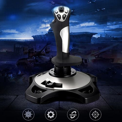 Masyrt Wired PC Flight Joystick with Vibration Function, Flight Simulator Control Stick with Throttle Control, Compatible with 7 8 10 11 for Computer, Laptop