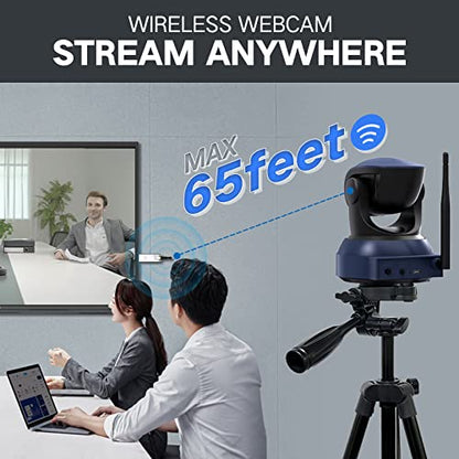Gsou Wireless Webcam,1080P HD Video Calling and Streaming Camera,Plug and Play,Adjustable Field of Angle Computer Camera for PC/Mac/Laptop/MacBook,Works with Zoom,Meets,Skype,Teams(with Tripod Stand) - color: Wireless Camera
