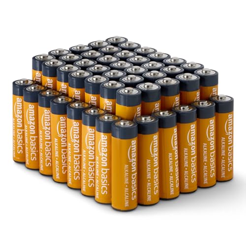 Amazon Basics 48-Pack AA Alkaline High-Performance Batteries, 1.5 Volt, 10-Year Shelf Life, Long-lasting, No Leakage - size: 48 Count (Pack of 1)