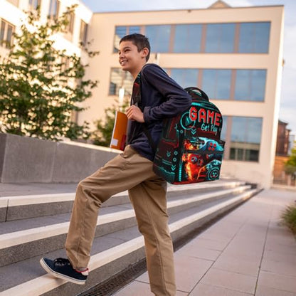 School Backpack for Boys- Video Game Backpacks Boys Backpack for Kids Children Teens Elementary Middle School - Students Bookbag Ages 6-18, Game Bookbag Travel Back Pack - color: Gamepad