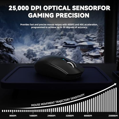 MAMBASNAKE ATTACK SHARK G3PRO Wireless Gaming Mouse,Tri-Mode,Bluetooth/2.4G/USB,59g Ultra Lightweight,25K DPI,100M Clicks Switches,RGB Magnetic Charging Dock,PAW3311 Sensor,BK52820 Chip-Black - color: Black