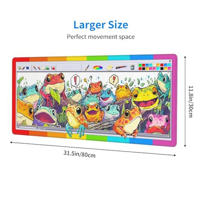 Frogs Gaming Mouse Pad Extended Large Mouse Mat 31.5 X 11.8 Inch Nonslip Rubber Base Long Desk Pad Stitched Edges Mousepad Mice Pad for Office Home Game - color: Frogs
