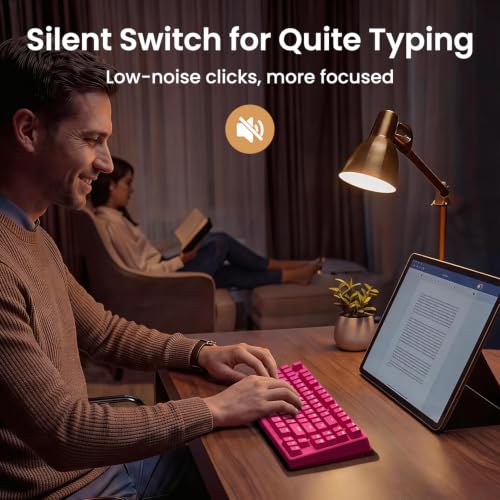 Kisnt KN85 Wireless Silent Mechanical Keyboard, 75% Layout, Bluetooth/2.4GHz/USB-C, Custom RGB Backlit, Hot Swappable, Quiet Typing for Windows/Mac/PC (Berry Red) - color: Berry Red