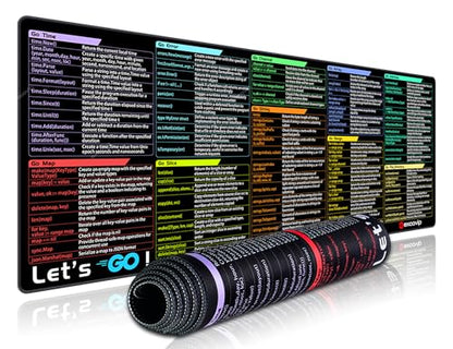 excovip Commands Shortcuts Mouse Pad for GO- Extended Large Cheat Sheet Mousepad PC Office Spreadsheet Keyboard Mouse Mat Non-Slip Stitched Edge 31.4x11.7x0.07 inches 0492 - color: for GO