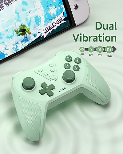 EasySMX Wireless Pro Controller for Switch/Switch Lite/Switch OLED, T37 Wireless Switch Controller with 6-Axis Gyro, Motion Support, Adjustable Dual Turbo, Enhanced Switch Remote Gamepad - color: Green