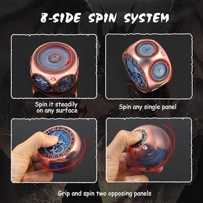 DNDND Unique Spinner Dice, 8-in-1 Hexagonal Metal Dice with Dual D20 Monster Themed Dice Set for DND Dungeons and Dragons, Dungeon Masters with Collectible Gift Tin (Rose with Teal) - color: Rose Teal