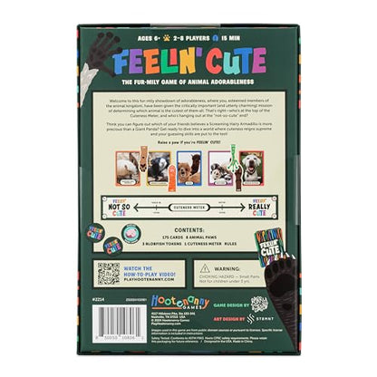 Hootenanny Games Feelin' Cute Party Game, Animal Rankings, 2-8 Players | Ages 6 and Up, Competitive & Cooperative Modes, 15 Min Play, Sparks Hilarious Discussion