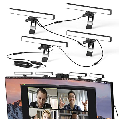 HumanCentric Video Conference Lighting - Webcam Light for Streaming, LED Monitor and Laptop Light for Video Conferencing, Zoom Lighting for Computer, Upgrade Light for Zoom Meetings, Quad Kit