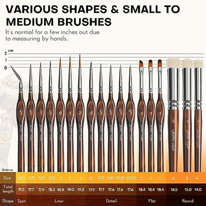 Golden Maple Miniature Paint Brushes Drybrush-18PCS Micro Detail Paint Brush Set, Small Fine Detail Model Brushes for Acrylics, Watercolors & Paint by Number, Figurine - Cocoa Brown - color: Cocoa Brown