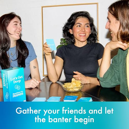 Let's Get Deep: Friends Edition by Relatable, Fun Group Card Game, Easy Adult Game for Game Night, Perfect for Party Games with Friends, Includes 400 Question Cards, Three Increasingly Personal Levels - style: Friends Edition