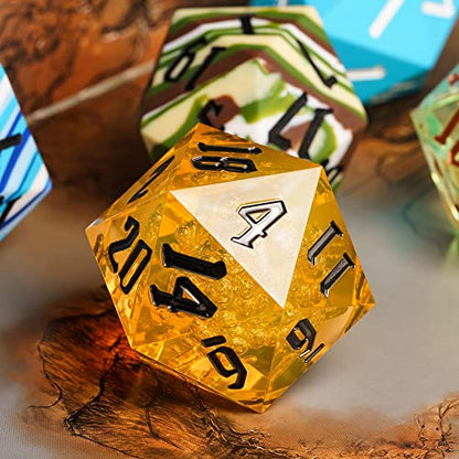 55mm 20 Sided DND Dice, Giant D20 D&D Polyhedral Dice Large D20 with Die Gift Box for Dungeons and Dragons, RPG Table Games (Transparent Orange Bubbles) - color: Transparent Orange Bubbles