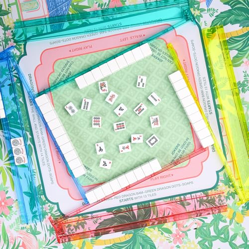 American Mahjong Tile Set, 166 White Tiles with Purple Bag, Accessories, 4 Mahjong Racks with Pushers, Mahjong Set for Beginners (Ma Jong, Mah-Jongg) - color: Purple