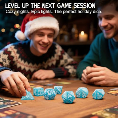 PJOY Mystery DND Dice Set Christmas Pattern Polyhedral D&D Dice for Dungeons and Dragons Role Playing Games TTRPG DND Gifts - color: Random Christmas