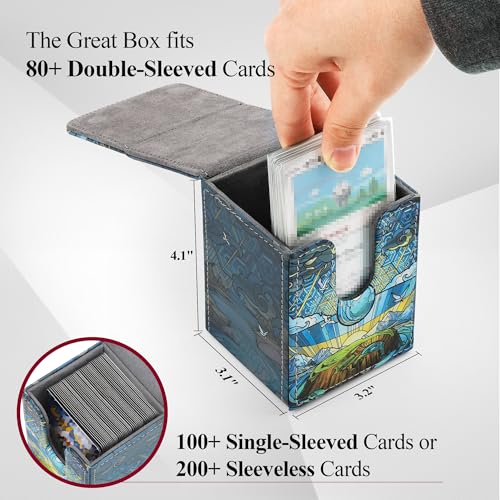 Card Deck Box for MTG Card Storage Box Holds 100 Plus Single Sleeved Cards with Trading Cards Games TCG Yugioh etc. (Light Blue) - color: Light Blue