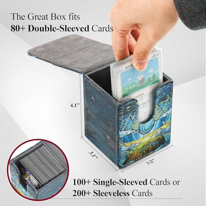 Card Deck Box for MTG Card Storage Box Holds 100 Plus Single Sleeved Cards with Trading Cards Games TCG Yugioh etc. (Light Blue) - color: Light Blue