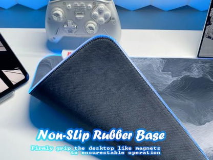 JMIYAV White RGB Gaming Mouse Pad 31.5x12 Inch PC XL Large Extended Glowing Led Light Up Desk Pad Non-Slip Rubber Base Computer Cute Mousepad Mat Desk Accessories Gaming Setup 94-153 - color: Coldfront