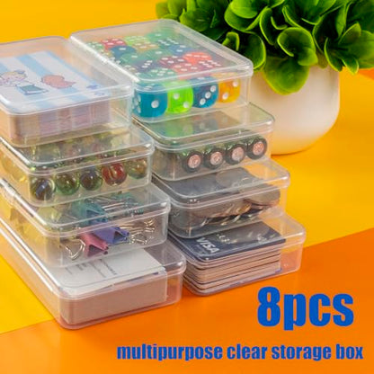 JINUPHION 8 Pcs Playing Card Case, Small Clear Box, Plastic Deck Box, Card Deck Holder, Game Card Storage Organizer (8 pcs Standard) (No Cards) - size: 8 pcs Standard