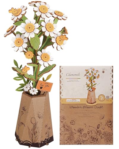 3D Flower Wooden Puzzles for Adults-Chamomile, DIY Wooden Flowers Model Kit Building Set Crafts Birthday Gifts, Artificial Botanical Collection Creative Gift Ideas/Housewarming (101PCS) - style: TW - Chamomile